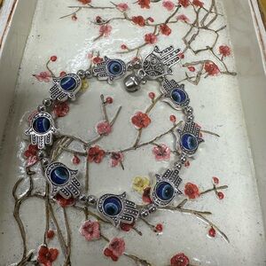 Silver and Blue evil eye & Hamsa Bracelet